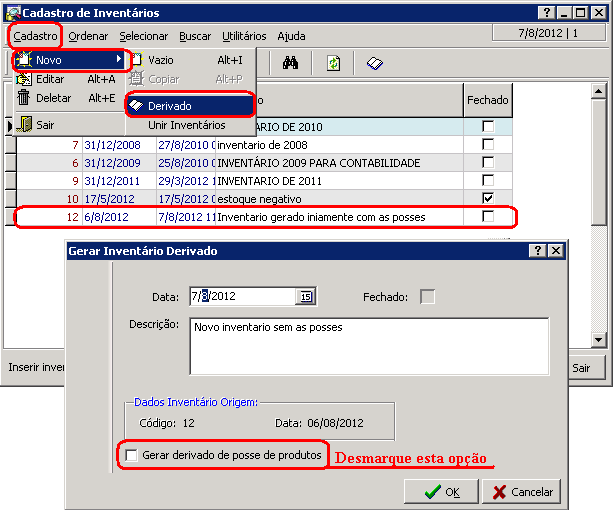 5.4. Pode aparecer alguma mensagem referente à importação leia com atenção para poder corrigir posteriormente EX: Caso tenha algum produto com quantidade negativa.