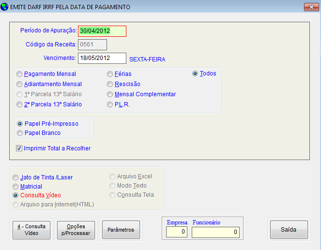 Tela de Emissão da GPS Acessar Guias GPS GPS Normal ou pressione Ctrl + G na