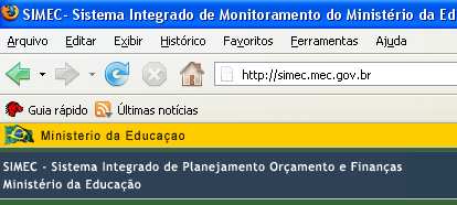 1. ACESSO AO SISTEMA 1.1. Para ter acesso ao sistema SIMEC, basta acessar a página da internet no endereço http://simec.mec.gov.br 2,