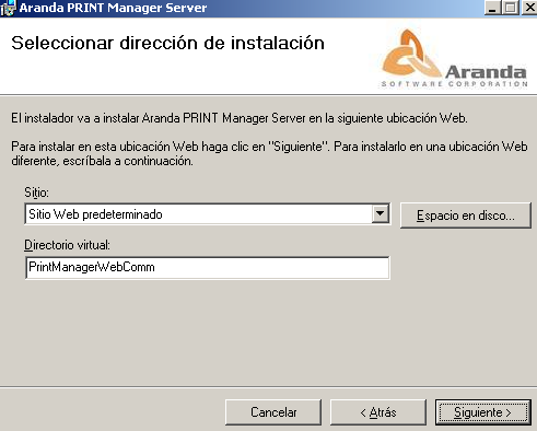 2. Neste passo indique o Diretório Virtual no qual vai ficar instalado o servidor da aplicação.