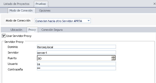 Proxy: nesta opção o usuário pode determinar se deseja encaminhar as informações coletadas pelo servidor APRTM a outro servidor através de um Proxy; este envia as informações utilizando uma única