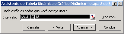 47 2º passo: Clique no menu Dados. Depois clique em Relatório de Tabela e gráficos dinâmicos. 3º passo: Escolha Banco de Dados ou lista do Microsoft Office Excel.