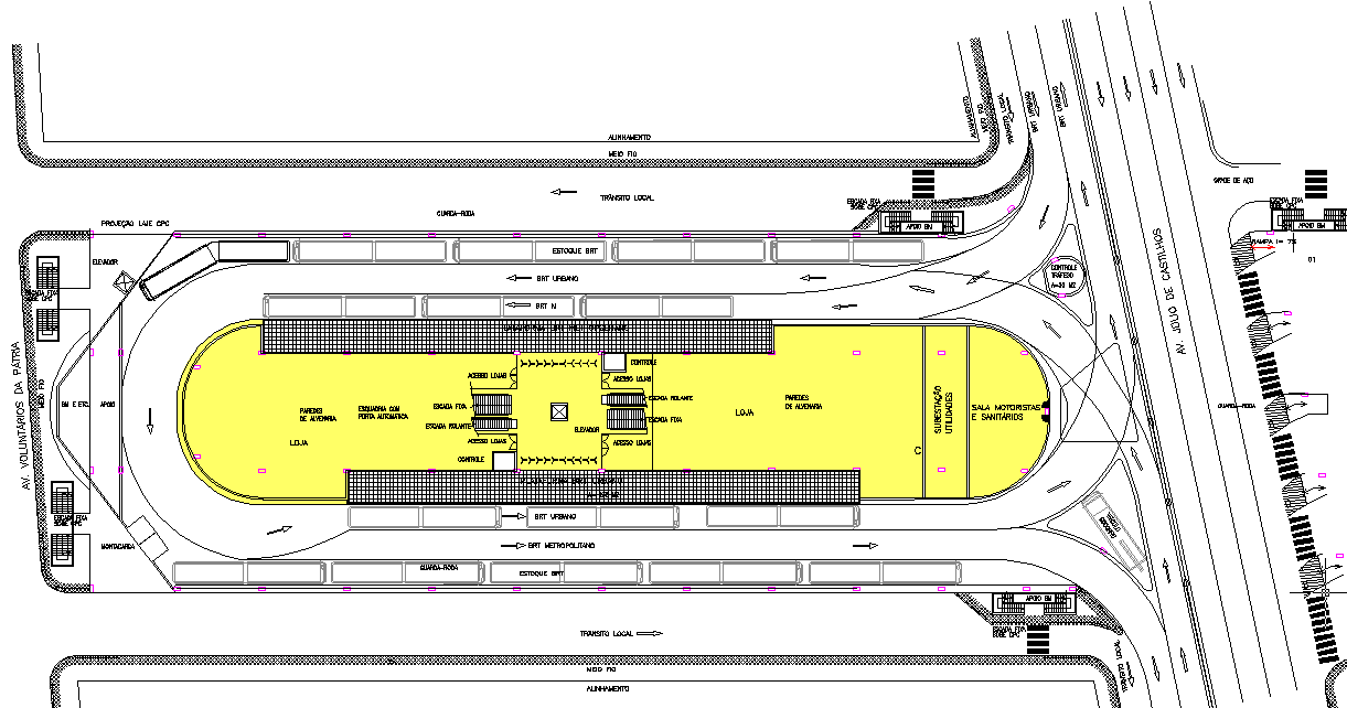 Figura 40: Proposta de Estação CPC corredor deslocado do eixo 3.