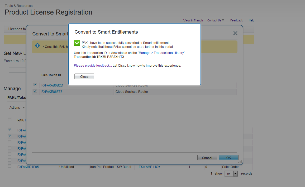 Converter licenças PAK clássicas em Smart Licenses Converter em Smart Entitlements