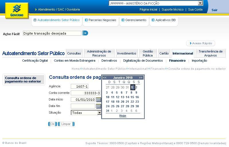 GECEX Brasília-DF Consultando ORE s 14º Passo: Clique em Consulta ordens de pagamento do exterior Confirme com seu gerente de relacionamento o número de conta
