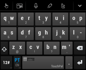 Toque em para apagar um ou vários caracteres que já introduziu. Toque em para aceder às definições do teclado TouchPal. Toque em para abrir as opções de edição.