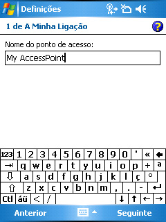 6. No campo Nome do ponto de acesso introduza um nome para o ponto de acesso. 7.