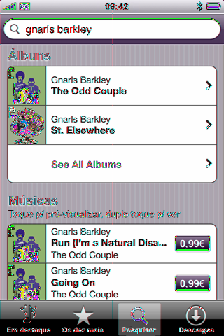 Pesquisar músicas e álbuns: Toque em Pesquisar, toque no campo de pesquisa e escreva uma ou mais palavras, e depois toque em Pesquisar. Ver as músicas de um álbum: Toque no álbum.
