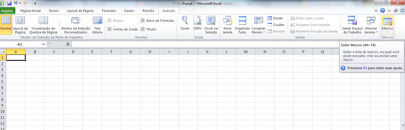 Clique para parar a gravação (com o mouse) Conclui a gravação da Macro E a Macro está concluída.