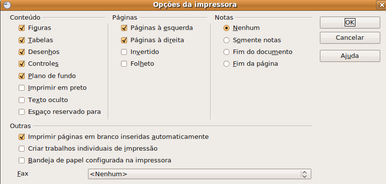 Obs: Na opção Páginas, se ativar este botão, deverá informar quais páginas deseja imprimir. Por exemplo, se deseja imprimir as páginas 2 a 9, digita-se: 2-9.