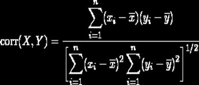 \begin{displaymath} \mathop{\mathrm{corr}}(x,y)= \frac{\displaystyle \sum_{i=1}^n(x_i-\overline x) (y_i-\overline y)}