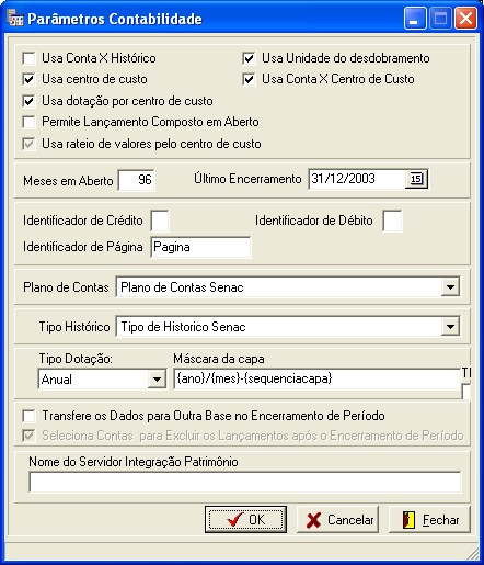 Figura 5 - Parâmetros Contabilidade 3.6. Grupos de Unidades CTB_CadGrupoUnidade.dll Permite realizar operações de consolidação de dados de forma automatizada.