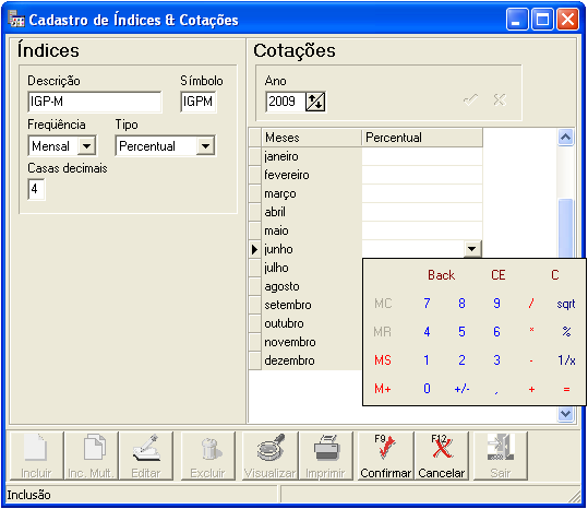 Figura 21 - Cadastro de Índices e Cotações 3.15. Idiomas CTB_CadIdioma.