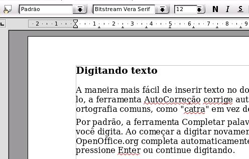 Digitando texto A maneira mais fácil de inserir texto no documento é digitar o texto.