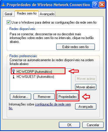 6º Passo - Na aba Redes sem fio, selecionar o