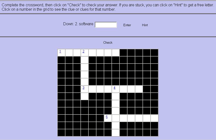 Exercício de palavras cruzadas O JCrossserve para criar exercícios de palavras cruzadas, que são muito gratificantes para os iniciantes.