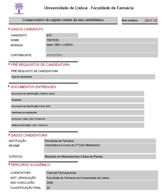 Imagem 19 - Comprovativo de candidatura Nota final: deverá consultar com regularidade o email de contacto que indicou para obter