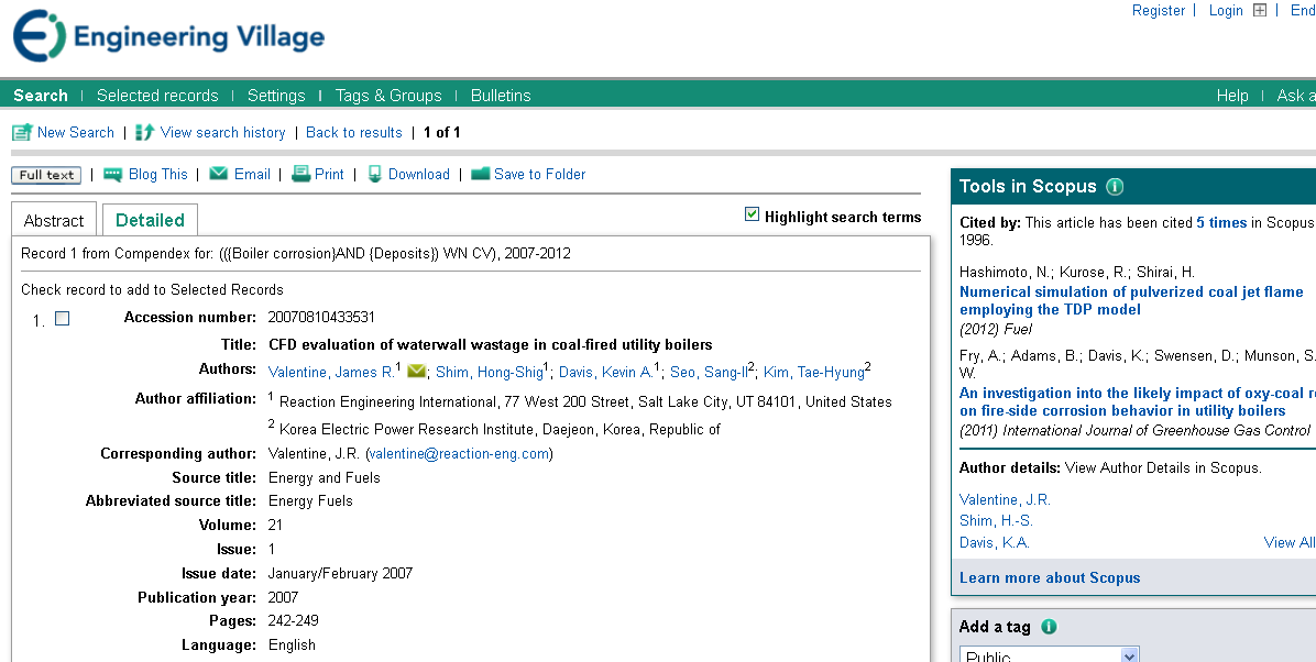 Scopus Cited-by na página de um documento Veja