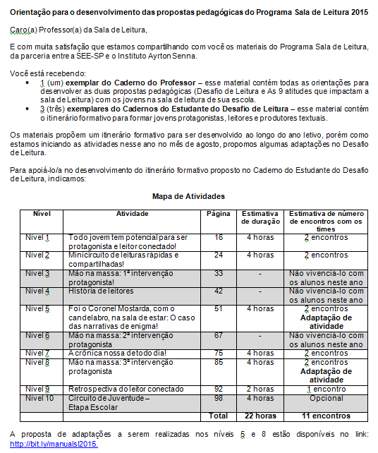 Orientação para acompanhamento