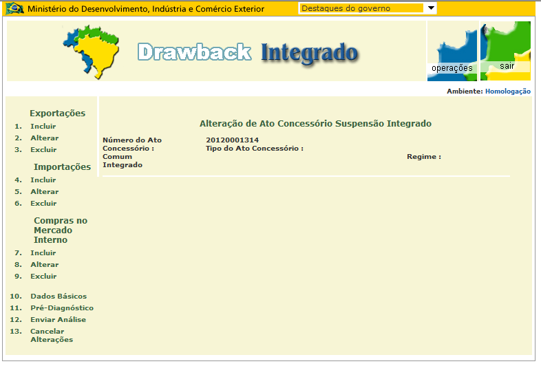 2. Como alterar um Ato Concessório já enviado para análise A alteração de ato concessório somente poderá ser efetuada após o AC ter sido deferido ou estar em exigência.