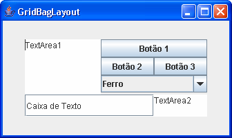 GridBagLayout - Controle de Linhas e Colunas Os componentes devem receber valores de peso positivos diferente de zero caso contrário, os