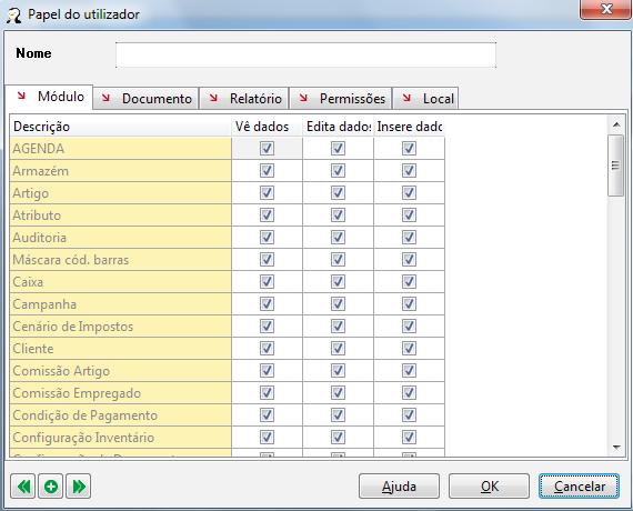 10. Definições 155 10.1. Segurança 10.1.1. Papel do utilizador 