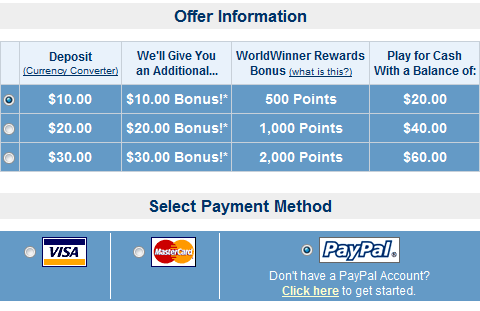 Depositar $10 (7 ) no WorldWinner. Depois de se inscrever, clique em Upgrade Today (no canto superior direito desse site).