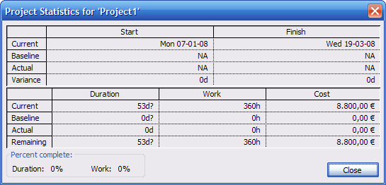 CONTROLO DO PROJECTO Manual de Microsoft Project Controlo do Projecto VISUALIZAÇÃO DOS CUSTOS DO PROJECTO Para visualizar os custos de um projecto acedemos à janela que anteriormente usámos para