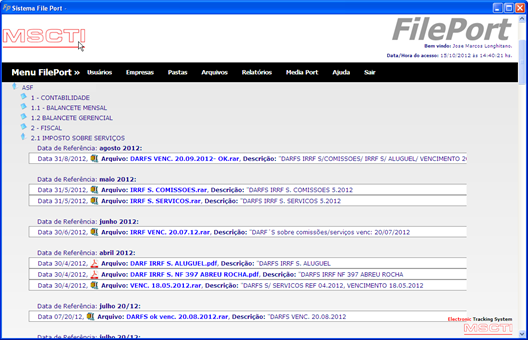 O Sistema de Tracking FilePort, ainda lhe fornece protocolos de envio e recebimento de arquivos, notificando aos supervisores e aos usuários do sistema sobre cada ação.