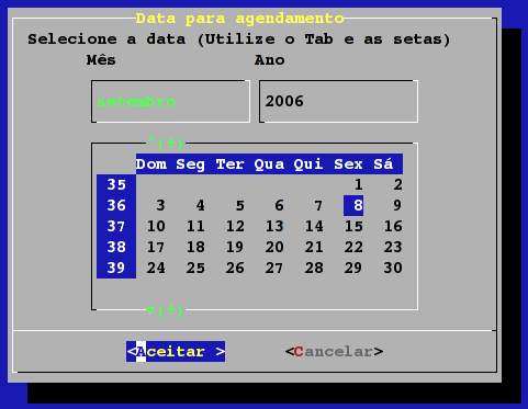 Figura 2.14: Exemplo de uma caixa do tipo --calendar form msg="digite os dados do usuário.