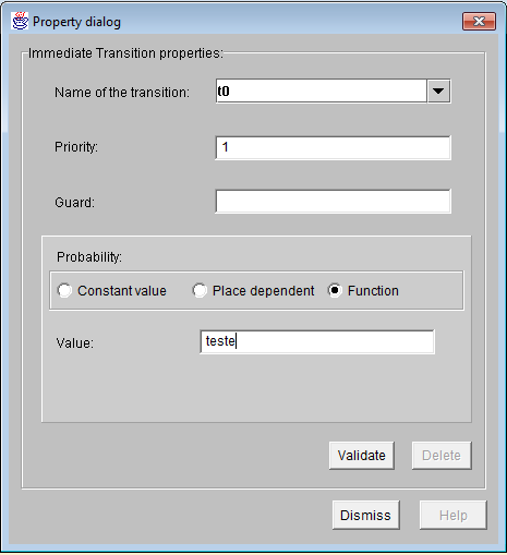 Capítulo 4 Ferramenta SPNP-Gui tipo de função (função de guarda, função de probabilidade etc) e o SPNP-Gui já configurará o tipo de retorno esperado pela função C que você irá criar.