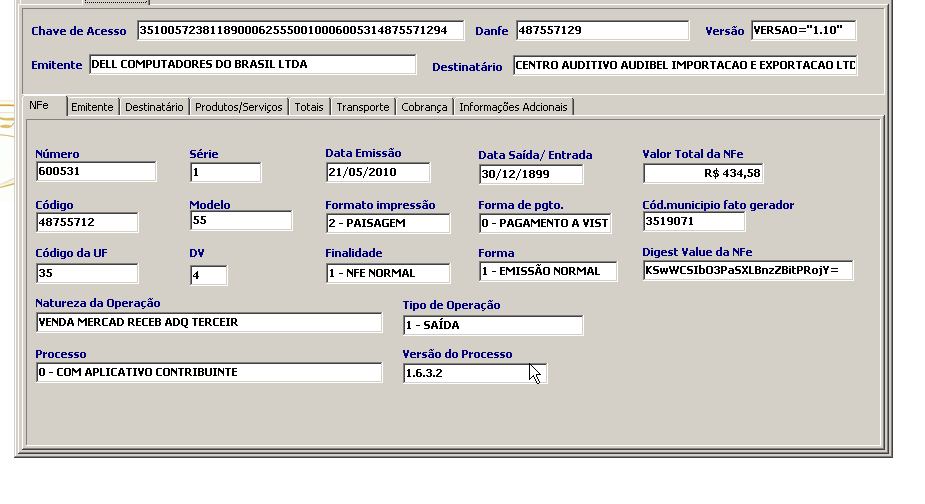 Após o recebimento e encaminhamento para a pasta, a NFe de entrada está pronta para ser aproveitada dentro do SGA/SGAR/iSGA.