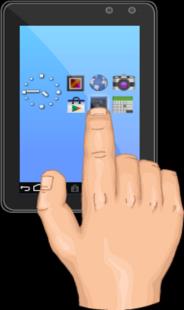 (1), simplesmente você dá um toque único (encosta e solta) no ícone exposto na tela do tablet, ou (2) você toca na opção "ver todos os aplicativos" e, com outro