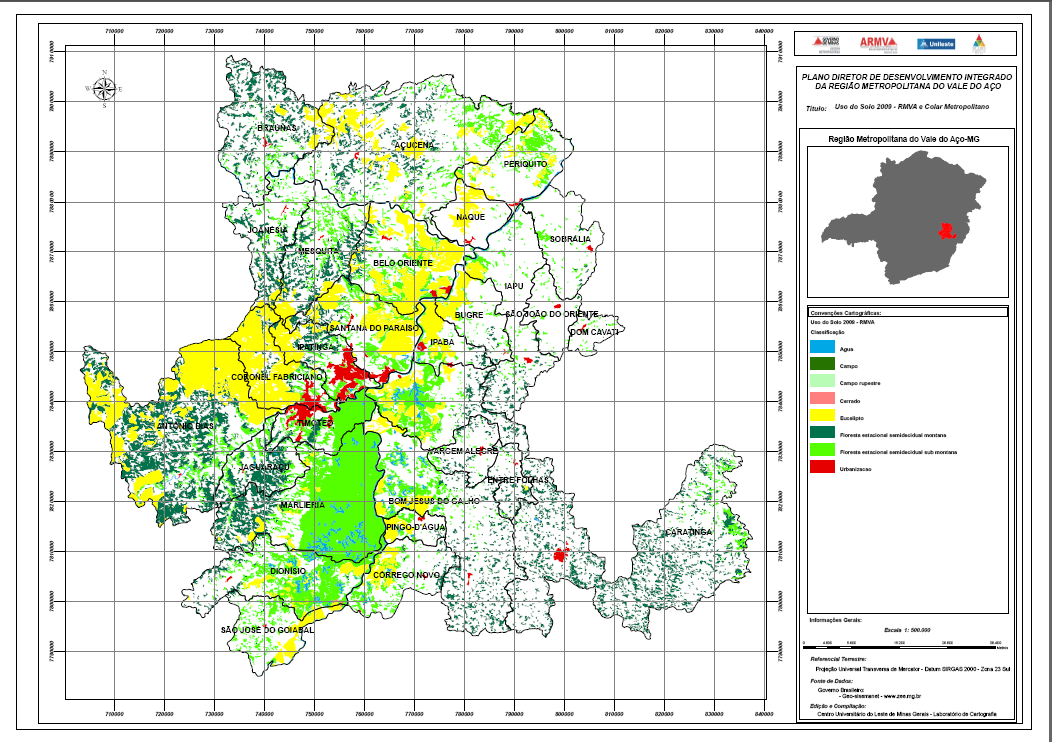 Figura 146 Mapa Uso do Solo (2009) RMVA e Colar Metropolitano. Fonte: Autor, 2014.