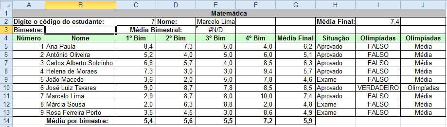 No campo Núm_índice_lin, indique por número, qual linha corresponde a informação de que precisa. Como os dados estão na linha 14, contudo, deverá contar as linhas que fazem parte da Matriz_tabela.