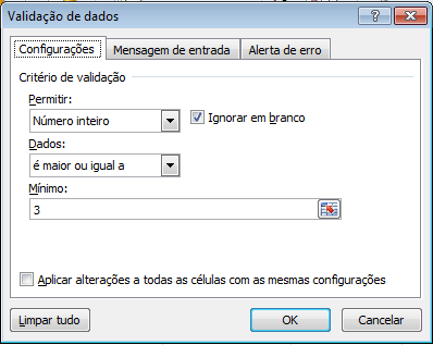 Para remover uma validação, primeiro selecione as células. Em seguida clique em Validação de Dados, na guia Dados, no grupo Ferramentes de Dados.