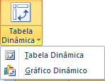 Selecione as células que farão parte do relatório de tabela dinâmica, clique em Tabela Dinâmica, na guia Inserir, no grupo Tabelas e escolha a opção Tabela Dinâmica.