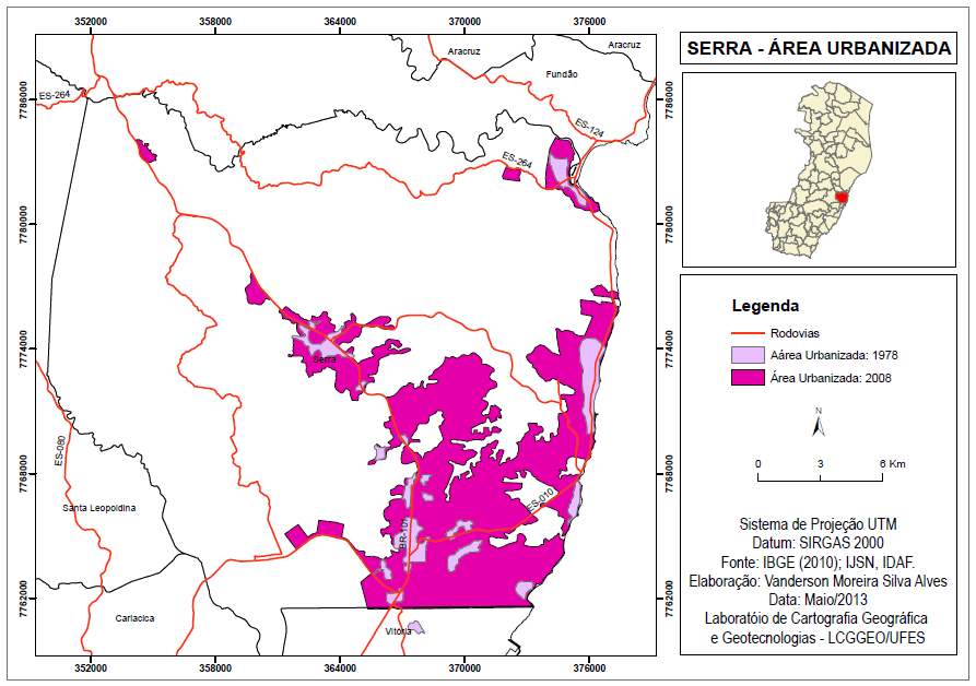 Mapa 03 Expansão da Mancha Urbana do Município de Serra ES (1978-2008).