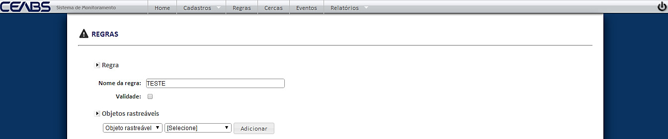 Para cadastrar uma regra, clique em CADASTRAR, e você será direcionado para a página a seguir: () () (3) (5) (6) (4) (7) (8) (0) (9) () () ( ) Insira o Nome da regra.