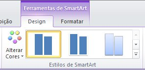 2. Em Ferramentas SmartArt, na guia Design, no grupo Estilos de SmartArt, clique em Alterar Cores.