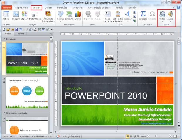 Como inserir filmes e sons em uma apresentação do PowerPoint?