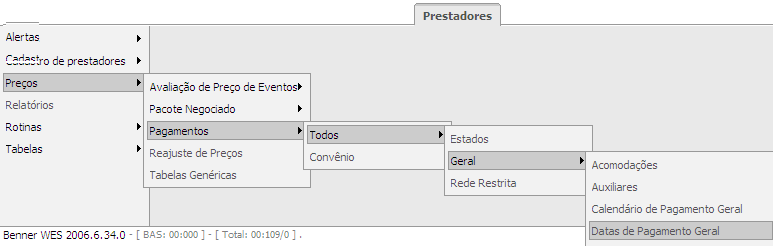 Em Datas de Pagamento Geral buscar a data de pagamento definida nos PEG`s/Processos selecionados para pagamento. No campo Pesquisar digitar a data e dar enter.