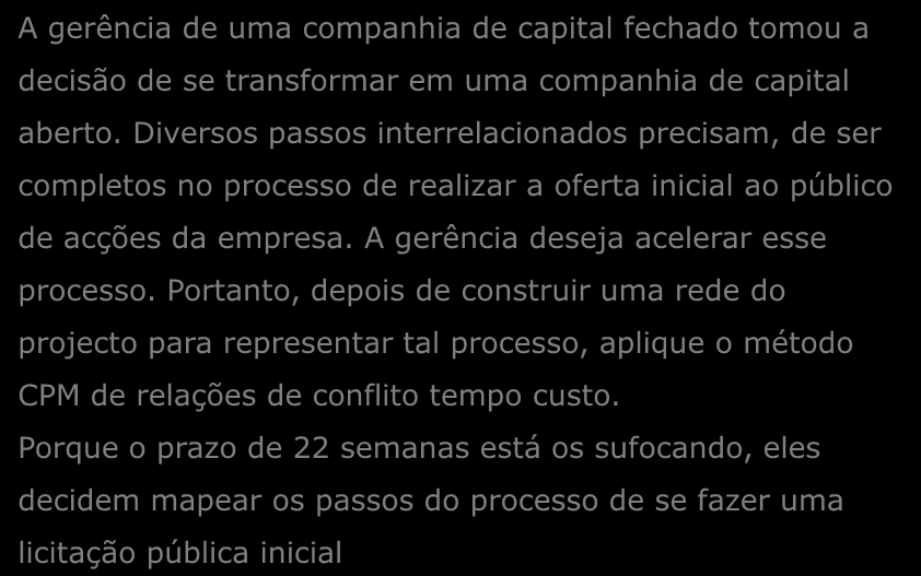 Trabalho Para Casa (I) A gerência de uma companhia de capital fechado tomou a decisão de se transformar em uma companhia de capital aberto.