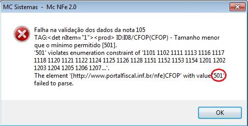 3 Para solucionar este erro deverá ir no MC_SISTEMAS acessar o menu Cadastros D Arquivos Básicos 01 Tabelas Fiscais B - Tabela CFOP: Selecionar o CFOP utilizado na NFE, e ir na aba Configuração e ir