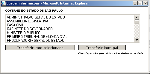 Clique o item de grupo mais elevado e serão exibidos os subgrupos pertencentes ao mesmo.