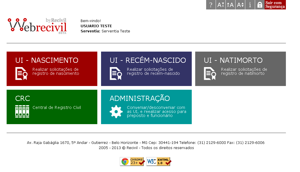 1. Como logar no sistema Web Central de Dados O acesso ao sistema somente poderá ser feito com o uso do certificado digital.