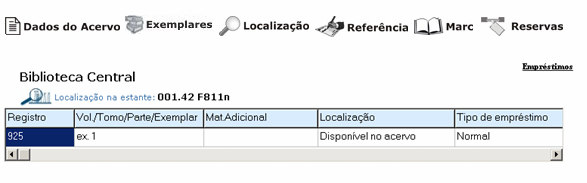 Para os artigos que existem um físico (todo) cadastrado, no cadastro do título será habilitado o botão Biblioteca.