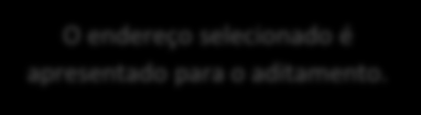 Aditamento Mudança de endereço Vinculando o novo local de oferta O endereço selecionado é apresentado para o