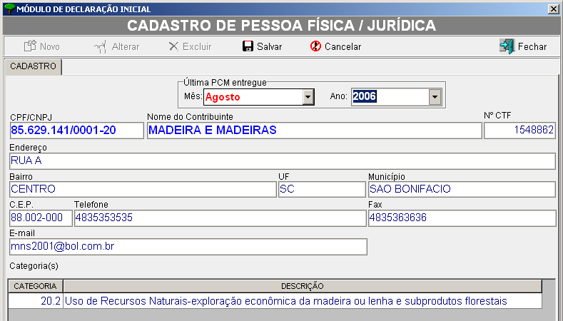 TELA PARA LANÇAMENTO DA PRESTAÇÃO DE CONTAS Confira seus dados, preencha a o mês e a data da última prestação de contas