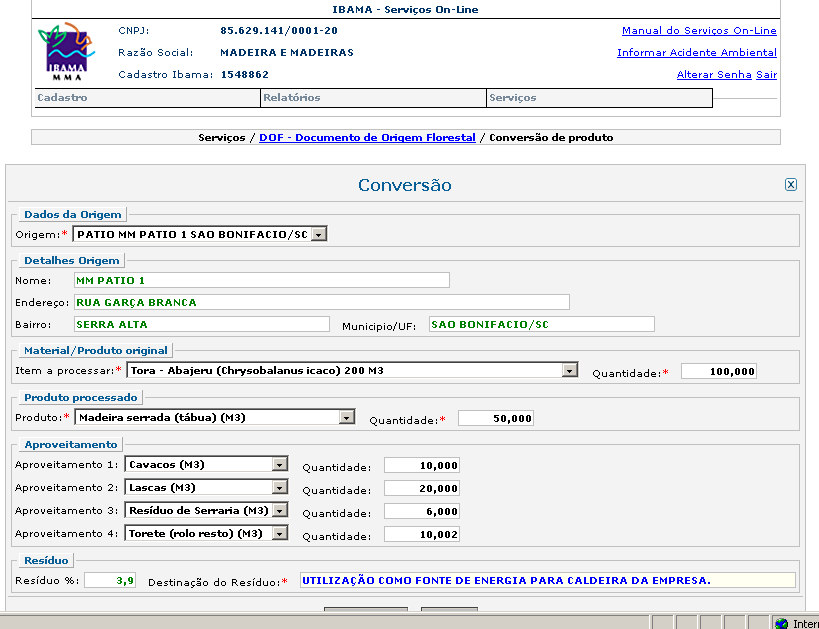 TELA DE ACOMPANHAMENTO DO DOF Relaciona os dados das ofertas por DOF, para a origem selecionada.